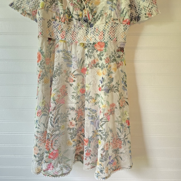 NWT Alice + Olivia Kristie Floral Print Broderie Anglaise Chiffon Mini D… - Picture 6 of 13